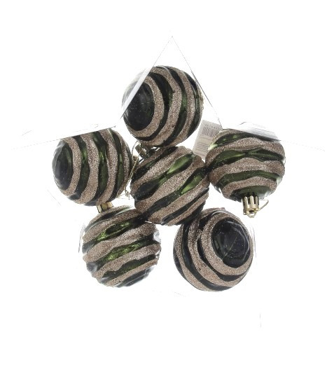 Набор шаров 6 см, 6 шт, зеленый-шампань