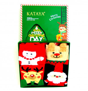 Носки женские НОВОГОДНИЕ 80%хлопок р.37-41 /4 пары в упаковке/ 1 пара