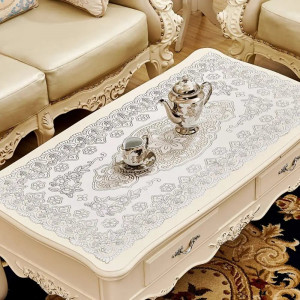 Скатерть дорожка для журнального стола прорезиненная серебристая 40*80 см.1 шт./300 шт.коробка/