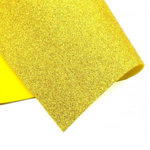 Фетр с глиттером Желтый Плотность - 180 г/м.² , толщина 2 мм. размер листа 20*30 см.1 шт.